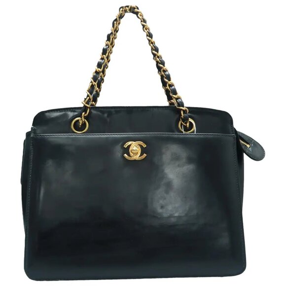 CHANEL Handbags - 100% Authentic CHANEL Black Leather Satchel 922-113024